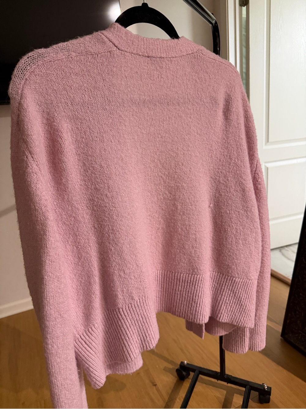 Ann Taylor Pink Button-Front Cozy Cardigan Cropped Sweater Womens Large - Picture 5 of 6